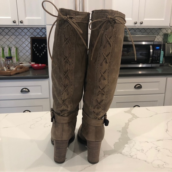 Fabianelli Womens Brown Leather Knee High Boots US Size 5.5 Italy Lace Up Retro - Picture 7 of 13